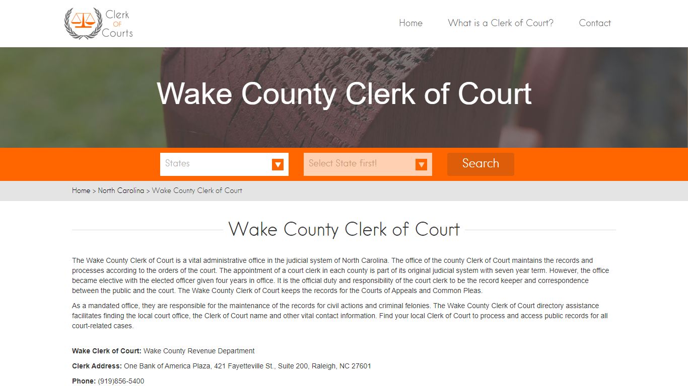 Find Your Wake County Clerk of Courts in NC - clerk-of-courts.com